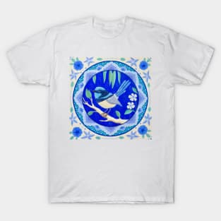 Blue Fairy Wren Mandala T-Shirt